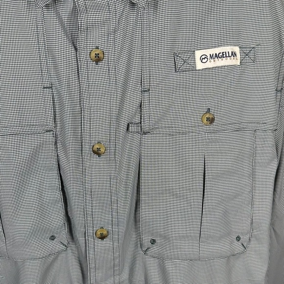 MAGELLAN Fish Gear Men’s Sz L Angler Fit Checked Convertible Sleeve Vented Shirt - Picture 3 of 12